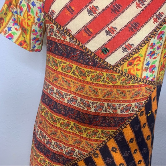 Tanvi Kedia Anthropologie “Ozma” Mixed Media Patchwork Beaded Tunic Dress - Picture 9 of 11